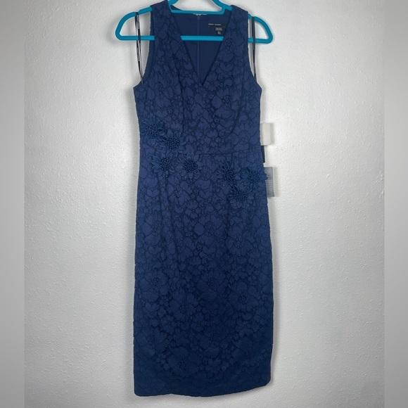 NWT Maggy London Navy Valentine Midi Dress with 3-d floral appliques Sz. 6 - Picture 4 of 13